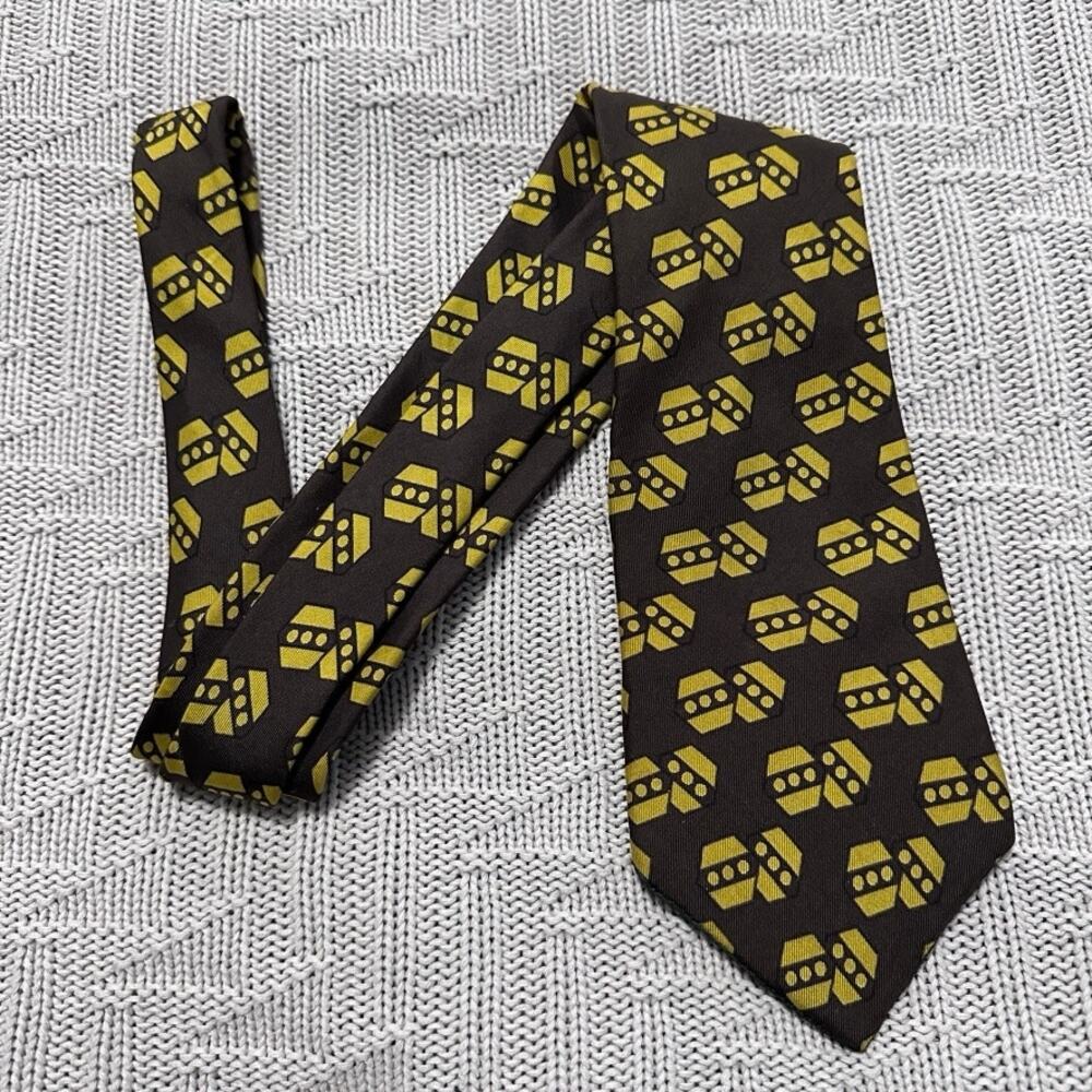 Vintage Roxy brown novelty abstract silk tie